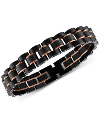 Esquire Men's Jewelry - Watch Link Bracelet in Stainless Steel, Black Carbon Fiber & Gold-Tone, Rose Ion-Plate or Stainless Steel