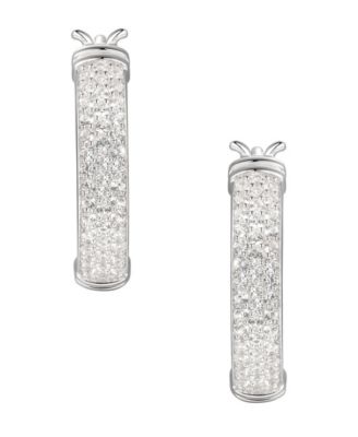 Macy's - 1/2 ct. t.w. Round Shape Diamond Hoop Earring in Sterling Silver