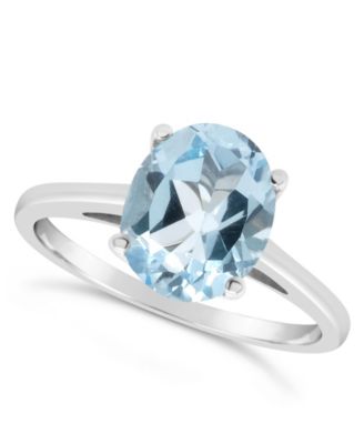 Macy's - Oval-shape Gemstone Ring in Sterling Silver. Available in Sky Blue Topaz and Rose Quartz