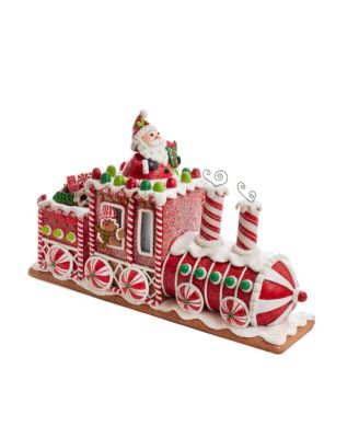 Kurt Adler - 7.5-Inch Battery-Operated Gingerbread Junction LED Train Table Piece