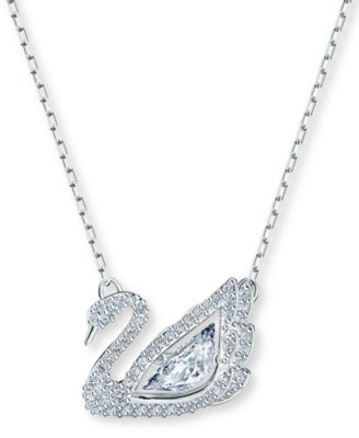 Swarovski - Silver-Tone Dancing Swan Crystal Pendant Necklace