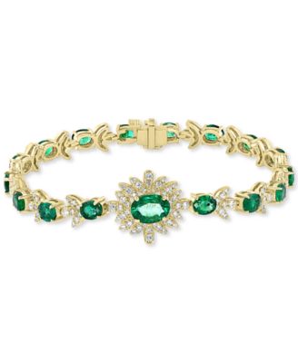 EFFY Collection - Emerald (6-3/8 ct. t.w.) & Diamond (1-1/5 ct. t.w.) Link Bracelet in 14k Gold