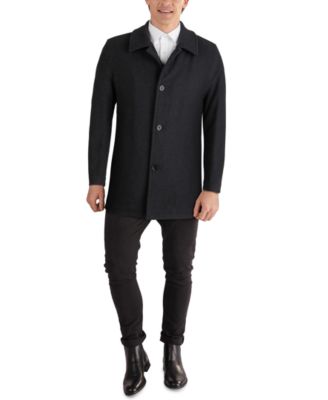 Cole Haan - Men's Classic-Fit Car Coat with Faux-Leather Trim