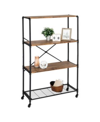 Honey Can Do - 4-Tier Industrial Rolling Bookshelf