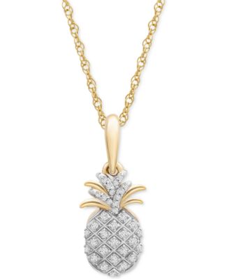 Wrapped - Diamond Pineapple 18" Pendant Necklace (1/10 ct. t.w.) in 10k Gold