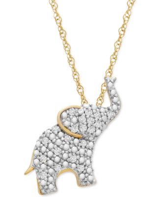 Wrapped - Diamond Elephant 18" Pendant Necklace (1/10 ct. t.w.) in 10k Gold