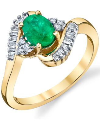 Macy's - Emerald (3/4 ct. t.w.) & Diamond (1/5 ct. t.w.) Swirl Ring in 10k Gold