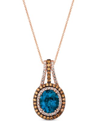 Le Vian - Deep Sea Blue Topaz (4 ct. t.w.) & Diamond (7/8 ct. t.w.) 18" Pendant Necklace in 14k Rose Gold