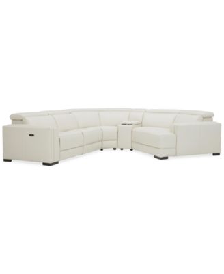 Furniture - Jenneth 5-Pc. Leather Sofa with 1 Power Motion Recliner and Cuddler