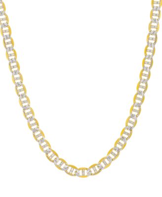 Italian Gold - Men's Two-Tone Mariner Link 24" Chain Necklace in Sterling Silver & 14k Gold-Plate