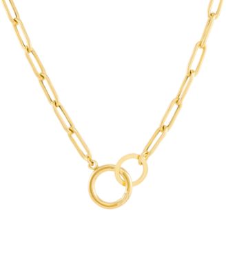 Giani Bernini - Paperclip Link 16" Chain Necklace With Interlocking Circle clasp in 18k Gold-Plated Sterling Silver