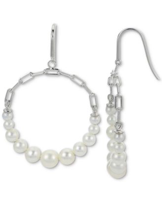 Macy's - Cultured Freshwater Pearl (3-1/2 - 6-1/2mm) Circle Drop Earrings in Sterling Silver