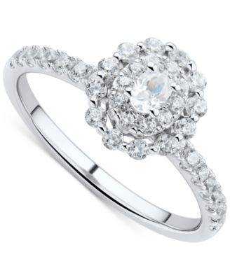 Macy's - Diamond Oval Double Halo Engagement Ring (5/8 ct. t.w.) in 14k White Gold