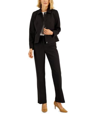 Le Suit - Heathered Five-Button Jacket & Kate Pants, Regular and Petite Sizes