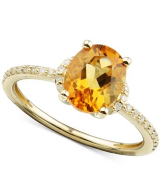 Macy's - Citrine (1-5/8 ct. t.w.) & Diamond (1/8 ct. t.w.) Ring in 14k Gold