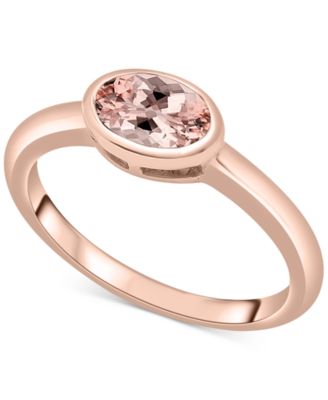 Macy's - Lab-grown Morganite Oval Bezel Ring (5/8 ct. t.w.) in 14k Rose Gold-Plated Sterling Silver (Also in Lab-grown Opal)