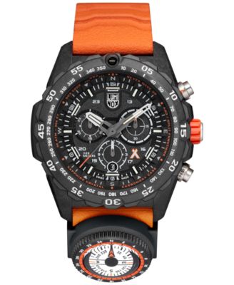 Luminox - Men's Swiss Chronograph Bear Grylls Survival Master Series Compass Orange Rubber Strap Watch 45mm