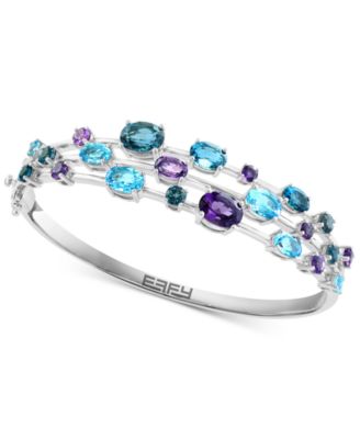 EFFY Collection - Multi-Gemstone Triple Row Bangle Bracelet (10-1/2 ct. t.w.) in Sterling Silver
