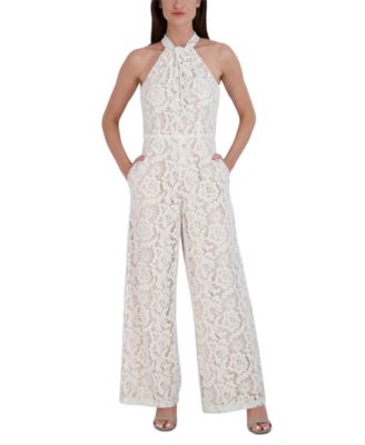 julia jordan - Women's Lace Twist-Neck Wide-Leg Jumpsuit