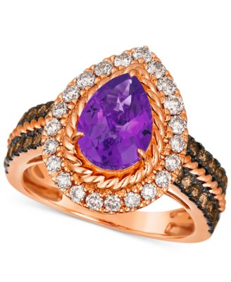 Le Vian - Grape Amethyst (1-5/8 ct. t.w.), Chocolate Diamonds (1/2 ct. t.w.) & Nude Diamonds (1/2 ct. t.w.) Pear-Shape Ring in 14k Rose Gold
