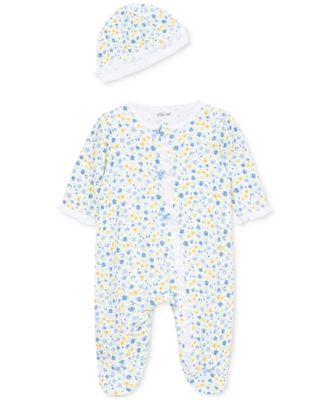 Little Me - Baby Girls 2-Pc. Dainty Blossoms Footie & Hat Set