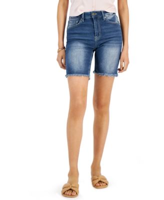Dollhouse - Juniors' Frayed Denim Bermuda Shorts