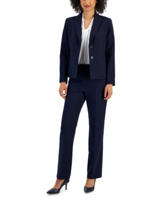 Le Suit - Petite Two-Button Blazer & Mid-Rise Straight-Leg Pants