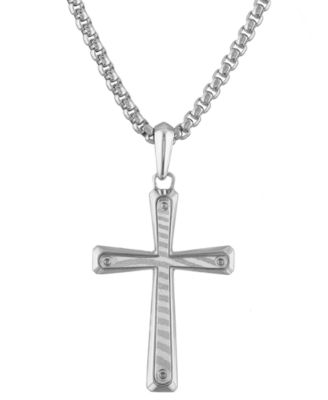 Bulova - Men's Icon Damascus Steel Pendant Necklace in Sterling Silver, 24" + 2" extender