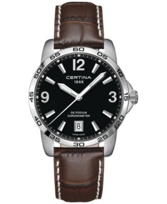 Certina - Men's Swiss DS Podium Brown Leather Strap Watch 40mm