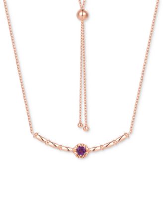 Macy's - Amethyst Polished Bar 18" Bolo Necklace (1/4 ct. t.w.) in Rose Gold-Plated Sterling Silver (Also in Swiss Blue Topaz & Madeira Citrine)