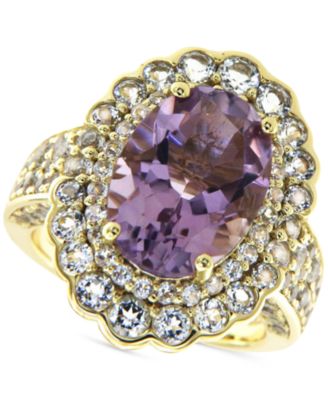 Macy's - Pink Amethyst (5 ct. t.w.) & White Topaz (3-5/8 ct. t.w.) Halo Ring in Gold-Plated Sterling Silver