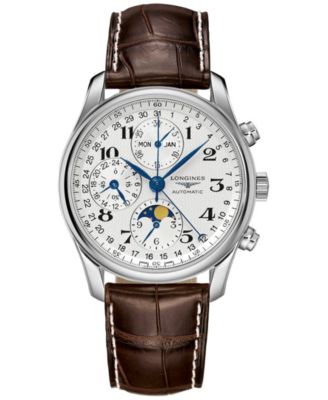Longines - Men's Swiss Automatic Master Brown Leather Strap Watch 40mm