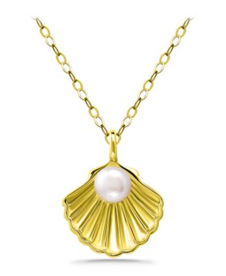 Giani Bernini - Cultured Freshwater Pearl (5mm) Shell Pendant Necklace, 16" + 2" extender