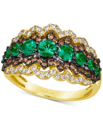 Le Vian - Costa Smeralda Emeralds (3/4 ct. t.w.) & Diamond (5/8 ct. t.w.) Scalloped Edge Ring in 14k Gold