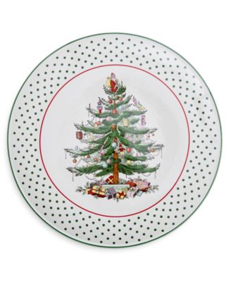 Spode - Christmas Tree Polka Dot Earthenware Cake Plate