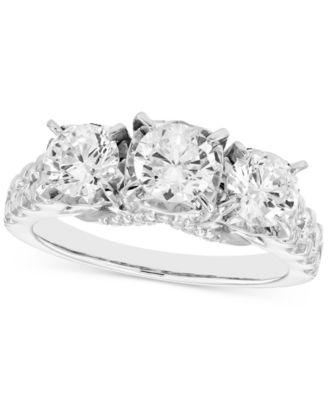 Macy's - Diamond Trinity Engagement Ring (2 ct. t.w.) in 14k White Gold