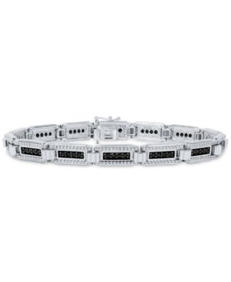 Macy's - Men's Black and White Diamond Statement Bracelet (3 ct. t.w.) in Sterling Silver