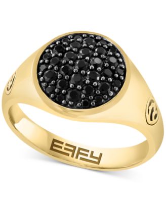 EFFY Collection - Men's Black Spinel Cluster Ring (7/8 ct. t.w.) in 14k Gold-Plated Sterling Silver