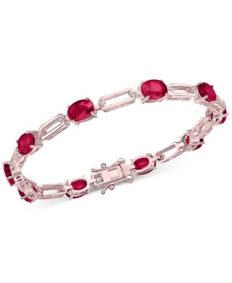 Macy's - Emerald (8-1/2 ct. t.w.) & White Sapphire (3/8 ct. tw.) Link Bracelet in Gold-Plated Sterling Silver (Also in Ruby & Sapphire)