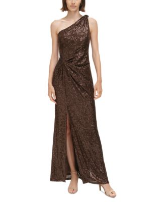 Eliza J - Women's Sequined One-Shoulder Side-Twist Gown