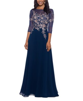 Betsy & Adam - Petite Floral-Embroidered Mesh Gown