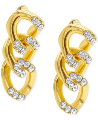 ADORNIA - Rhodium-Plated Pav&eacute; Curb Chain Drop Earrings