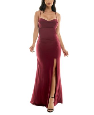 Emerald Sundae - Juniors' Cowlneck Ruched Gown