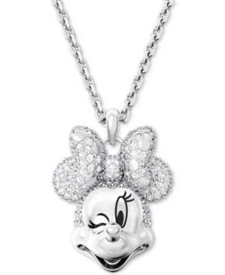 Swarovski - Silver-Tone Disney Minnie Mouse Crystal Pendant Necklace