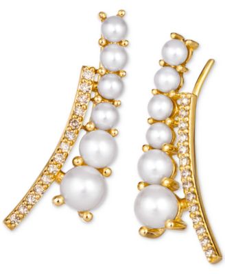 Le Vian - Vanilla Pearls (3-6mm) & Nude Diamond (1/4 ct. t.w.) Ear Climbers in 14k Gold