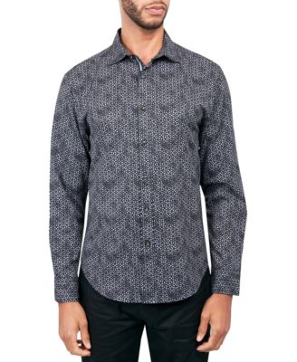 Society of Threads - Men's Regular-Fit Non-Iron Performance Stretch Geo-Print Button-Down Shirt