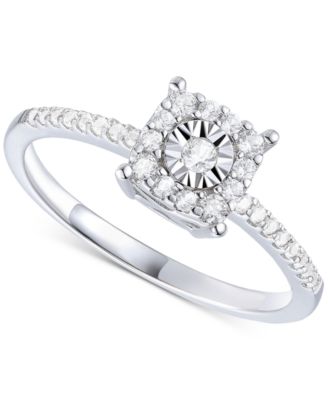 Promised Love - Diamond Square Halo Ring (1/4 ct. t.w.) in Sterling Silver
