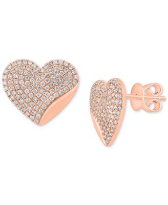 EFFY Collection - Diamond Pav&eacute; Heart Stud Earrings (5/8 ct. t.w.) in 14k Rose Gold