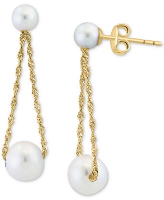 EFFY Collection - Freshwater Pearl (4 & 6mm) Rope Dangle Drop Earrings in 14k Gold