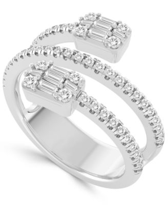 Macy's - Diamond Round & Baguette Coil Ring (1/2 ct. t.w.) in 14k White Gold